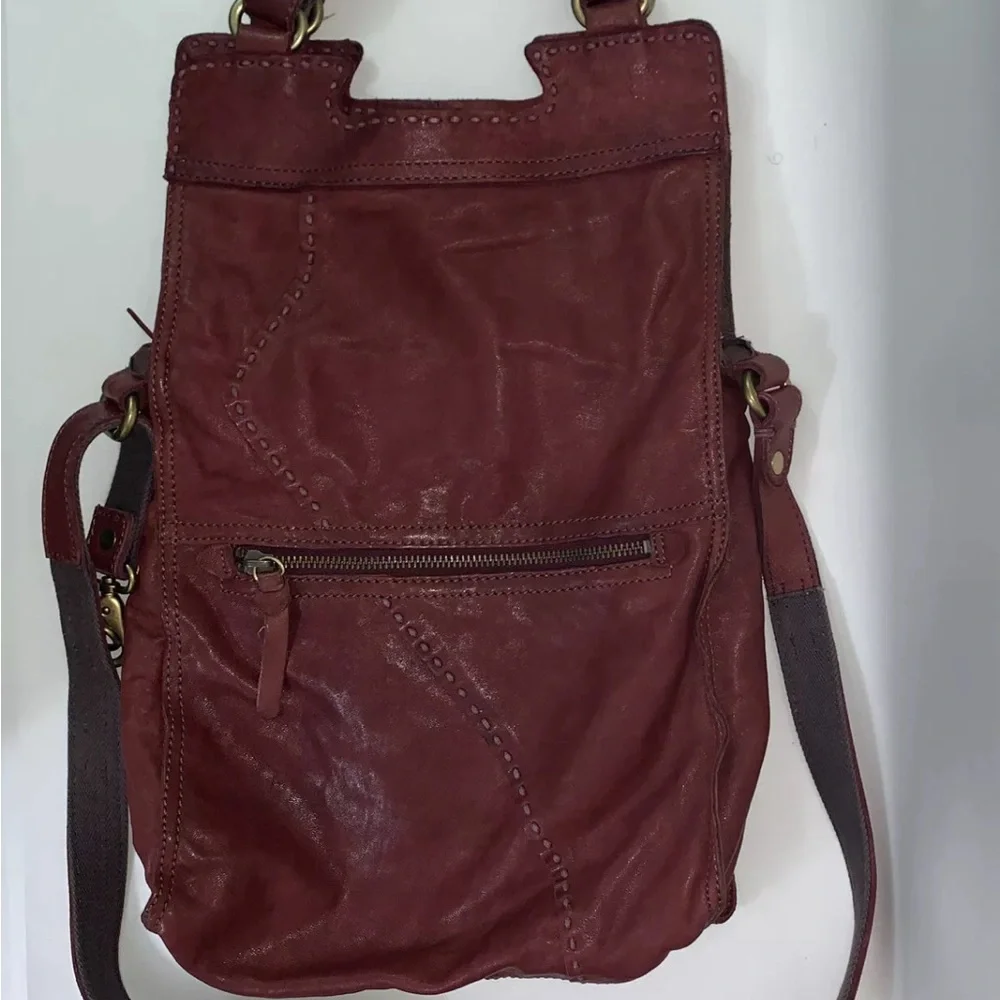 Lucky Brand Abbey Road Vintage Handbag Crossbody Messenger Leather Reddish Brown